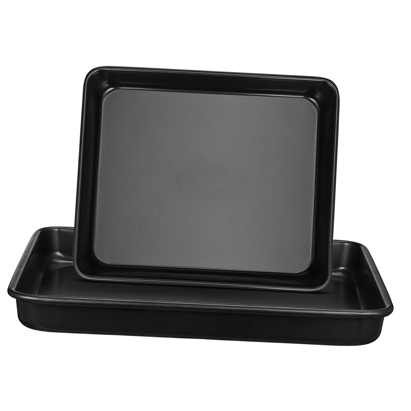 Plaques de Cuisson Antiadhésifs en Acier Inoxydable Noir Lot de 2 Moules à Pâtisserie Faciles à Nettoyer, pour Four