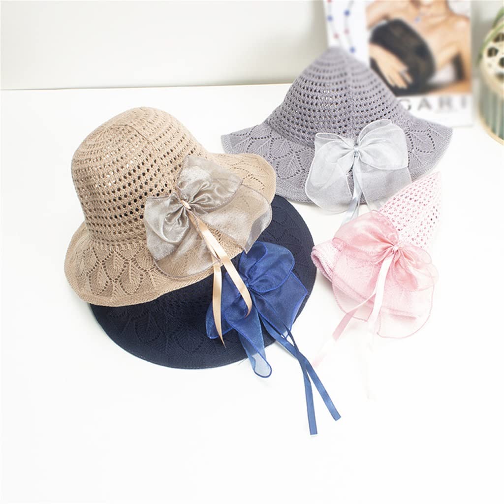 Sombrero de Paja Tejido con Lazo de Cola Larga para Mujer, Elegante y versátil (Talla única E)
