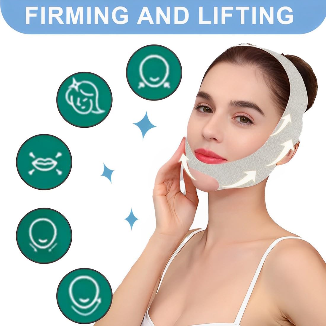 Reductor de Papada, V Line Lifting Mask Correa Facial, Reutilizable Faja Facial Lifting, Papada Reductor Mujer