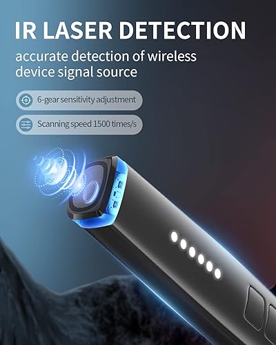 Miniatura 5 de GUMOZU G9 Pro - Detectores de cámara oculta, detector antiespía con alarma de sonido de vibración, detector de dispositivos ocultos para dispositivo