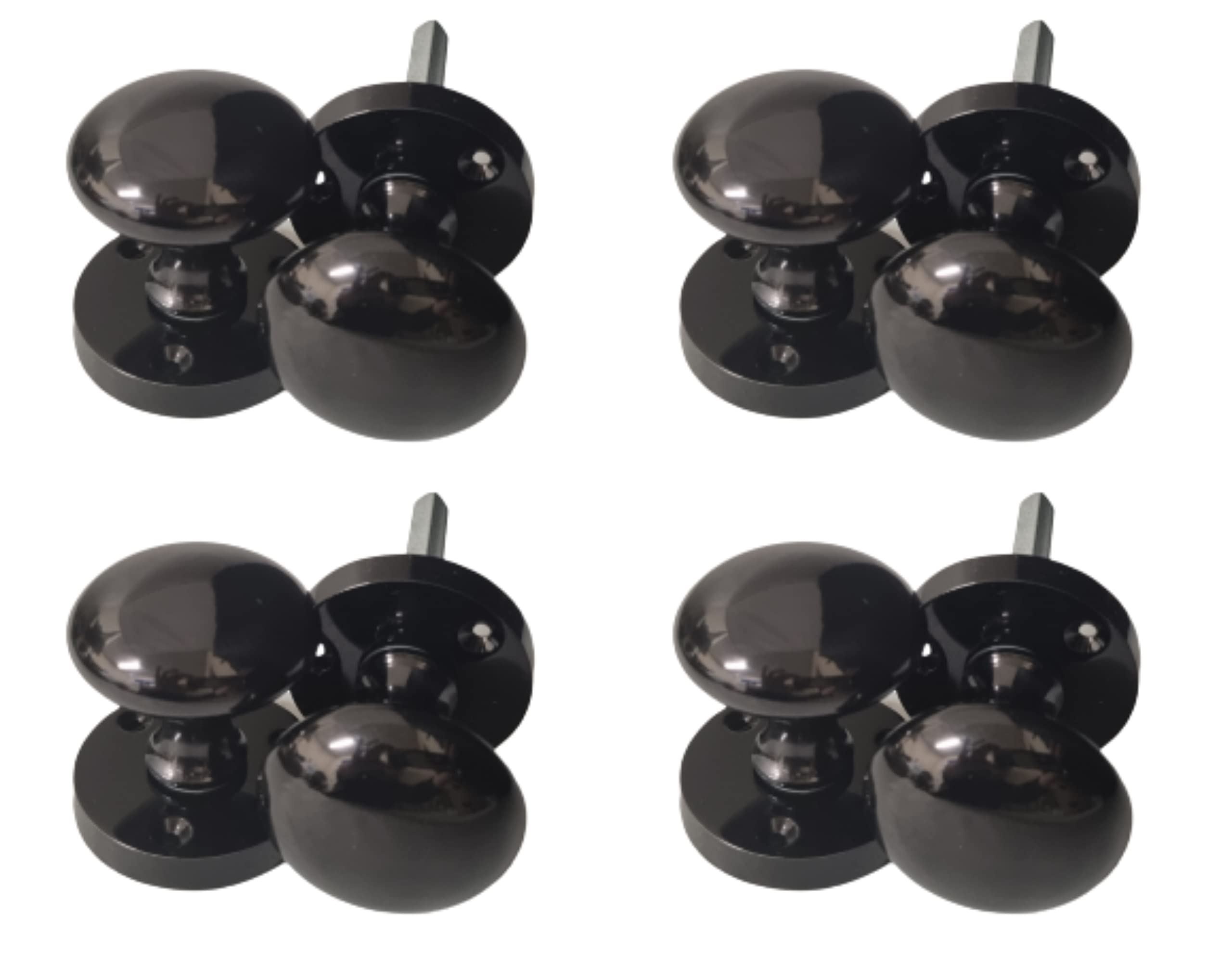 Haven Heritage Door Knob Round Sprung Mortise Black Nickle 4 x Pairs