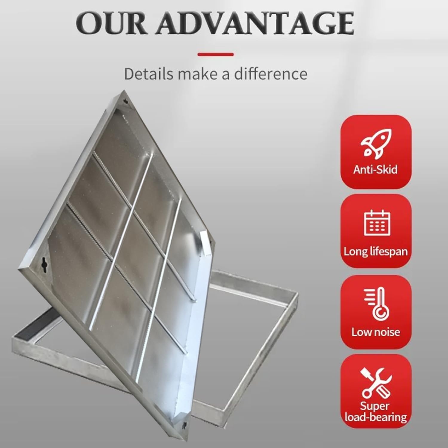 Schachtafdekking aluminium SAP-30/8A schachtdeksel uitstrijkbaar 300x300 betegelbaar beplantbaar vulbaar waterdicht hoogte 80 mm