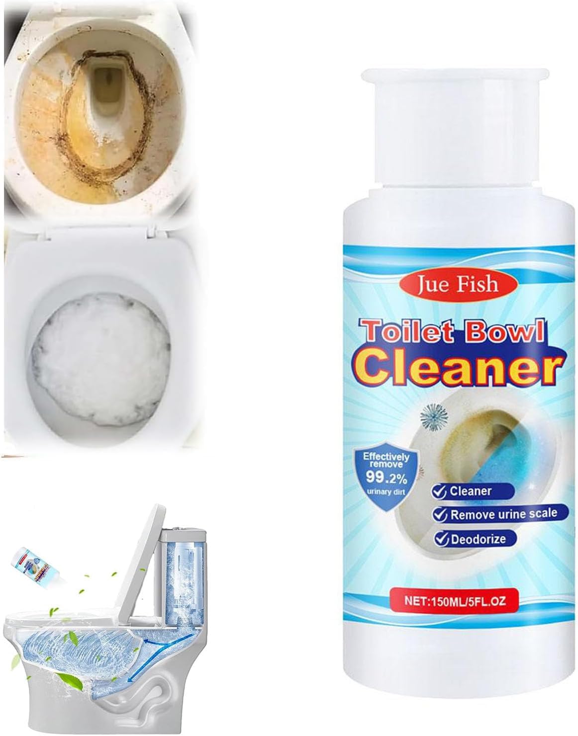 Splash Foam Toilet Cleaner, 150ml Toilet Active Oxygen Agent, Cleaner Foaming Powder, Splash Foaming Toilet Cleaner for Squatting Pans, Urinals, Washbasins, Toilet Bowl (1Pcs)