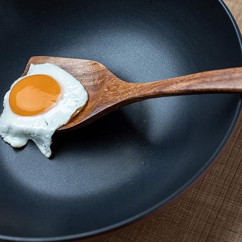 Miniatura 8 de Espátulas de madera, 2 piezas de utensilios de cocina de madera de acacia natural para sartén antiadherente, espátula para voltear y wok, cucharas
