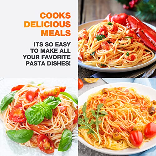 Image of Microwave Pasta Cooker with Strainer Lid- Quickly Spaghetti Cooker- No Sticking or Waiting For Boil- Perfect Make Pasta Every Time- For Dorm, Kitchen or Office, 2 Pack Grey Black