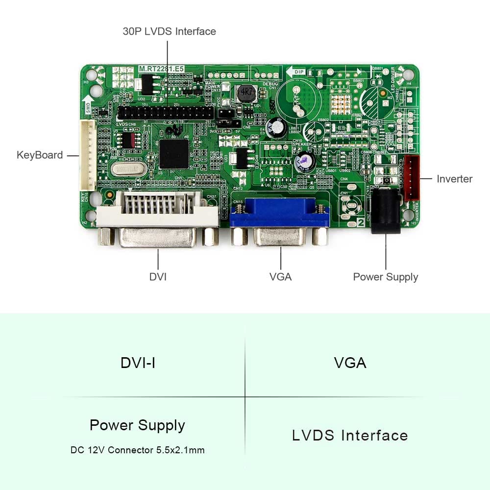 VSDISPLAY Placa de control DVI VGA para pantalla LCD de 8.4 pulgadas 800x600 G084SN05