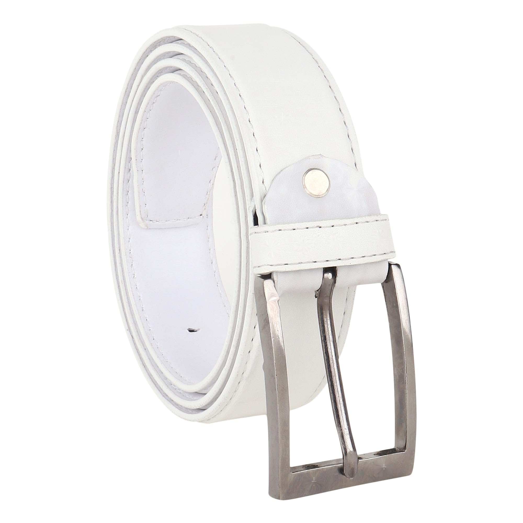 usl Faux Leather Cowboy white Belt for Men - Adjustable Size Fits Waist 28-42 Inches - Durable and Stylish Accessory-picture-20
