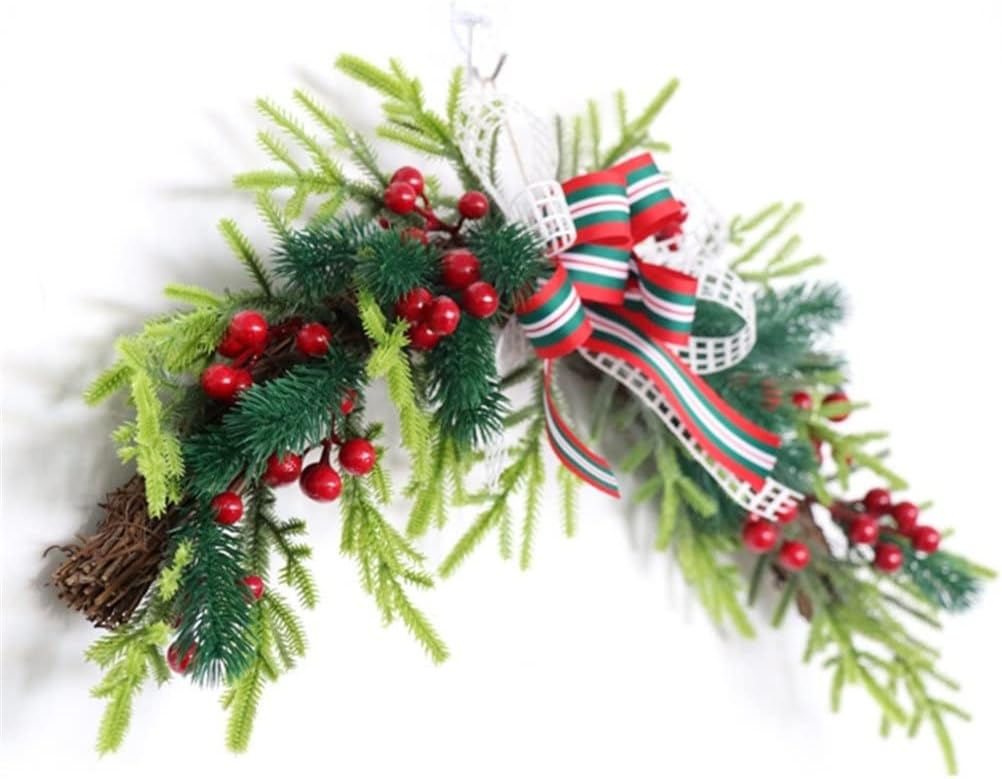 Santa Doll Bowknot Christmas Door Wreaths Traditional Decorations Decor Garland Party Holiday Scenery(D)