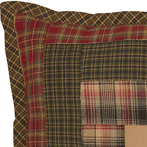 Vhc Brands 56790 Tea Cabin Rustic 12 Inchx12 Inch Patchwork Pillow Green Thanksgiving Cotton Square Bedroom Decor thumb #2