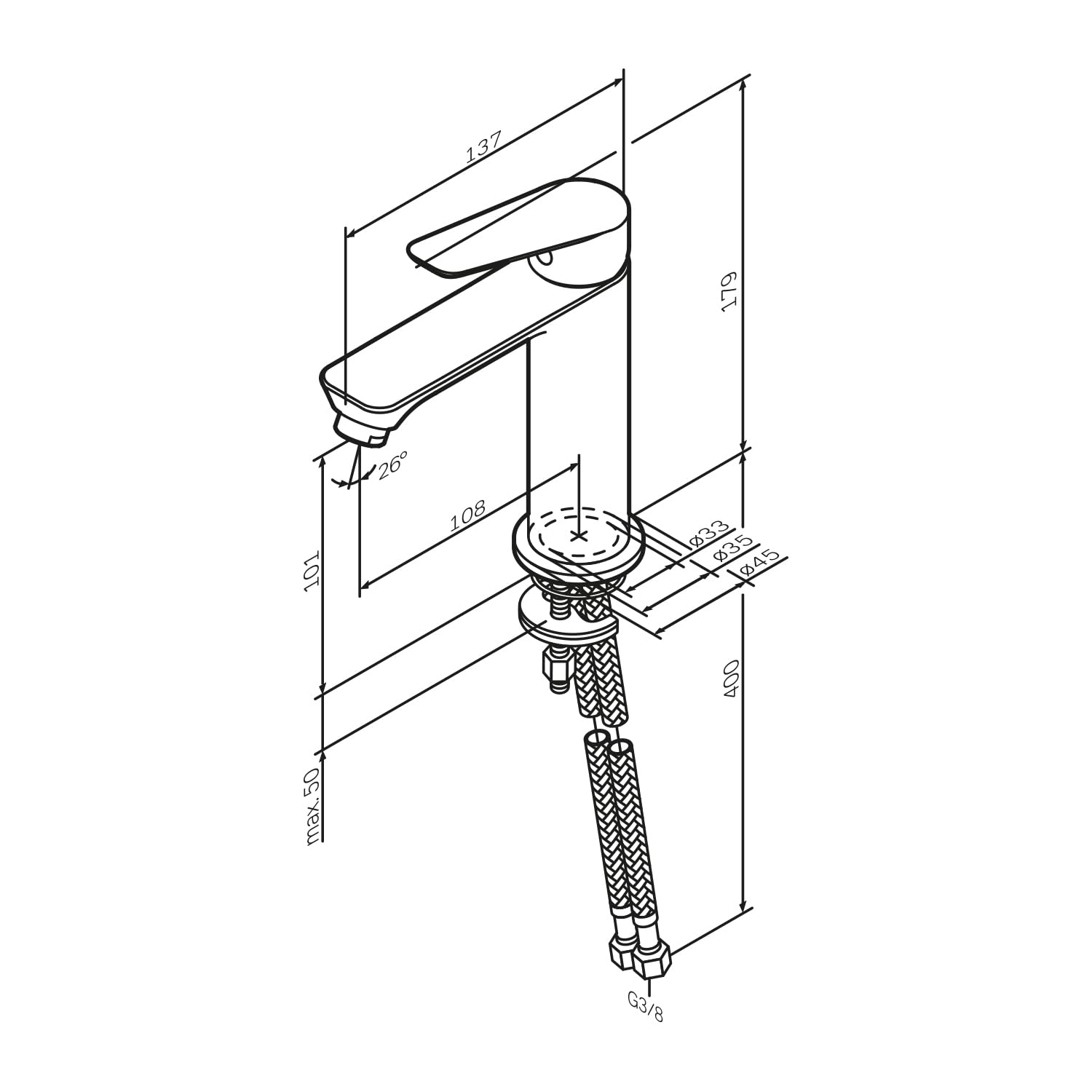 AM.PM Hit FTA02133 – Robinet Lavabo Salle de Bain Mitigeur Lavabo Monocommande avec Cartouche Céramique SoftMotion Ø 33 mm, Anti-rayures, Facile à Nettoyer, Blanc Mat