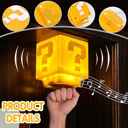 Miniatura 3 de Super Brothers Toys Theme Kids - Lámpara de signo de interrogación con el mismo efecto de sonido de moneda dorada en el juego, mini luz nocturna,