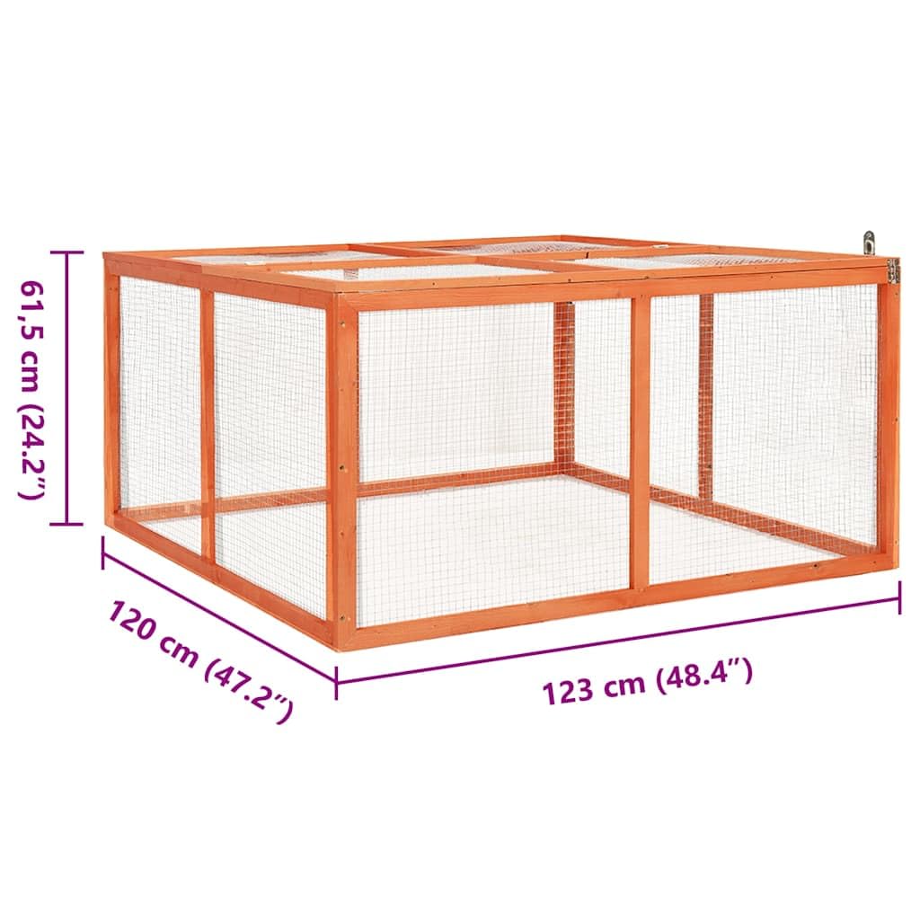 Stajnia dla królików z litego drewna 124 x 120 x 60 cm z dachem i drzwiami, wybieg dla małych zwierząt dla świnek morskich i królików, bezpieczna wylewka z kratką, idealna na balkon, taras i