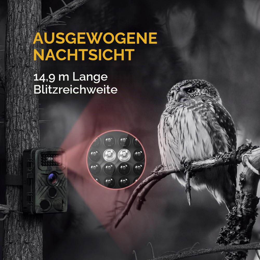 osmo wildpro wildkamera Wildkamera 4K 48MP mit APP-Steuerung, Nachtsicht, IP66 wasserdicht, 120° Weitwinkel, inkl. 32GB SD-Karte