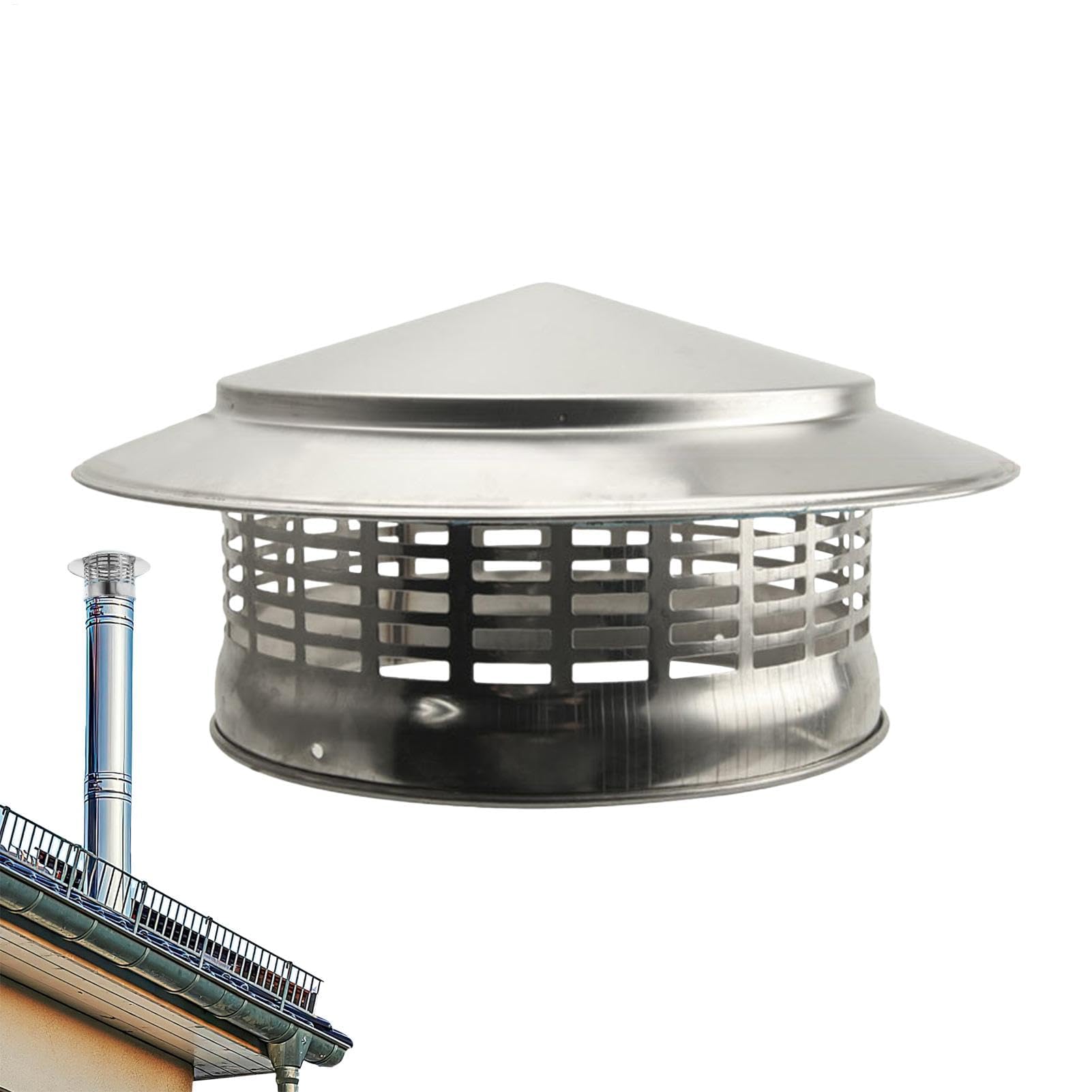 KGLHJDY Chimney Cap, Stainless Steel Chimney Cap, Stainless Steel Chimney Roof Cover, Round Roof Rain Cap For Roof Chimneys, Stainless Steel Chimney Cap, Round, Round Chimney Vent Cover Cap