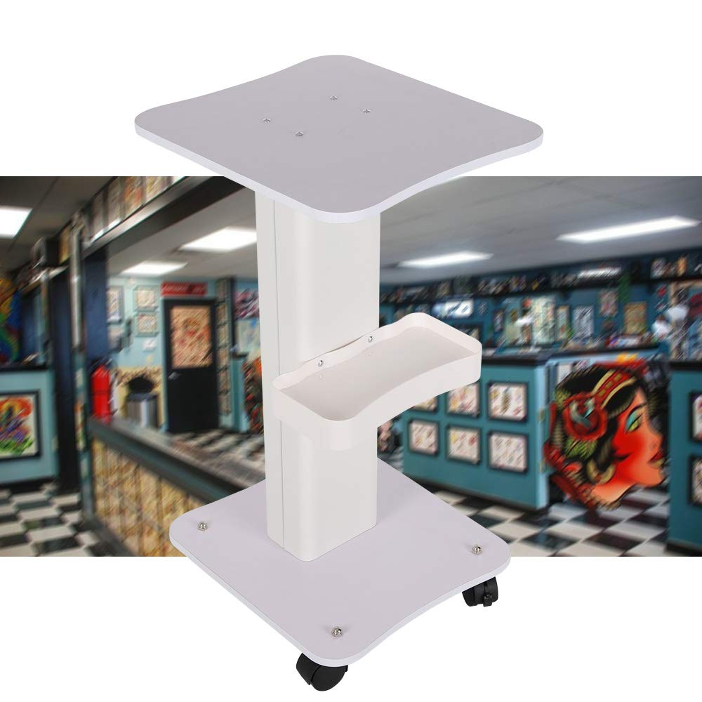 Carro cosmético Beauty Salon Trolley con 4 ruedas, bandeja para peluquería móvil, soporte para spa, soporte blanco, 60 kg, con compartimento y ruedas universales silenciosas