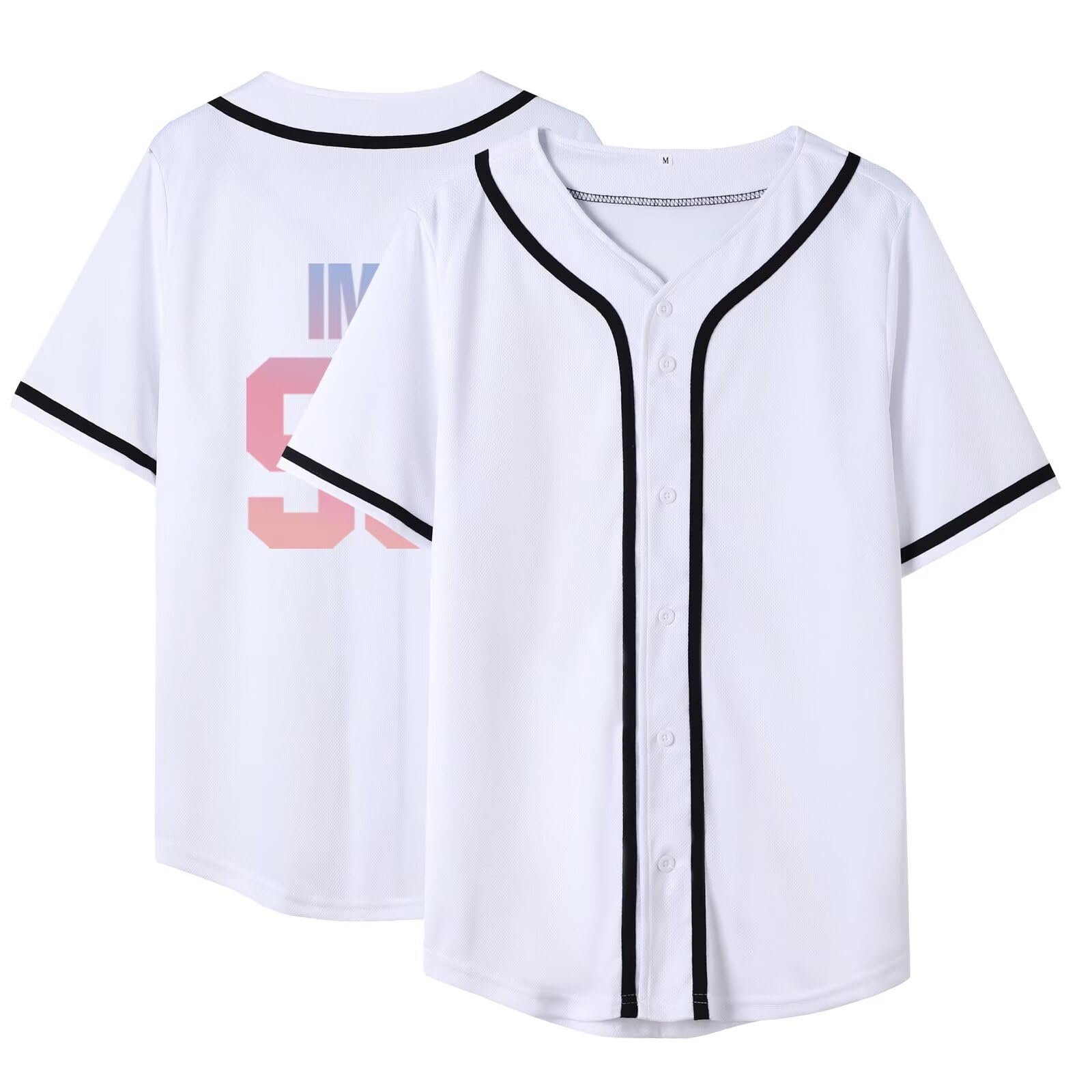 BTS 3RD MUSTER BASEBALL JERSEY 公式品 Dolpind Baseball Jersey Men Women Button Down Baseball Shirt Plain