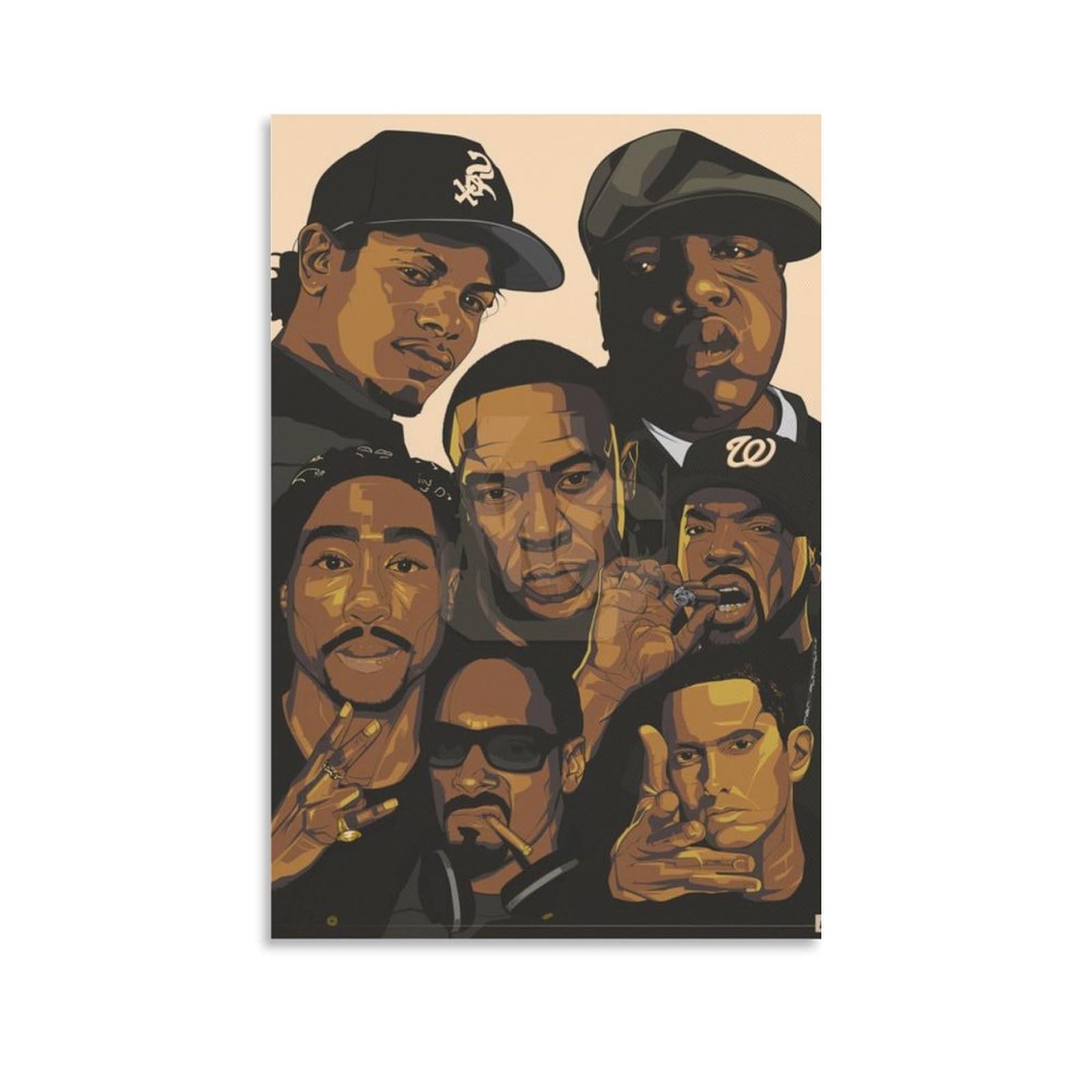 Poster artistico su tela, motivo: cantante rap, hip hop, tutte le stelle, decorazione da parete, poster decorativo moderno, 60 x 90 cm