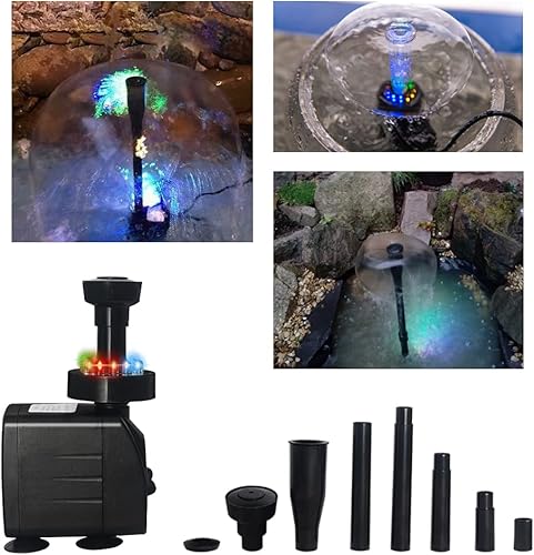 Miniatura 2 de Bomba sumergible para estanque con luz LED, bomba de agua de fuente de 15 W 256 GPH, bomba de fuentes de estanque pequeñas de 1000 LH para