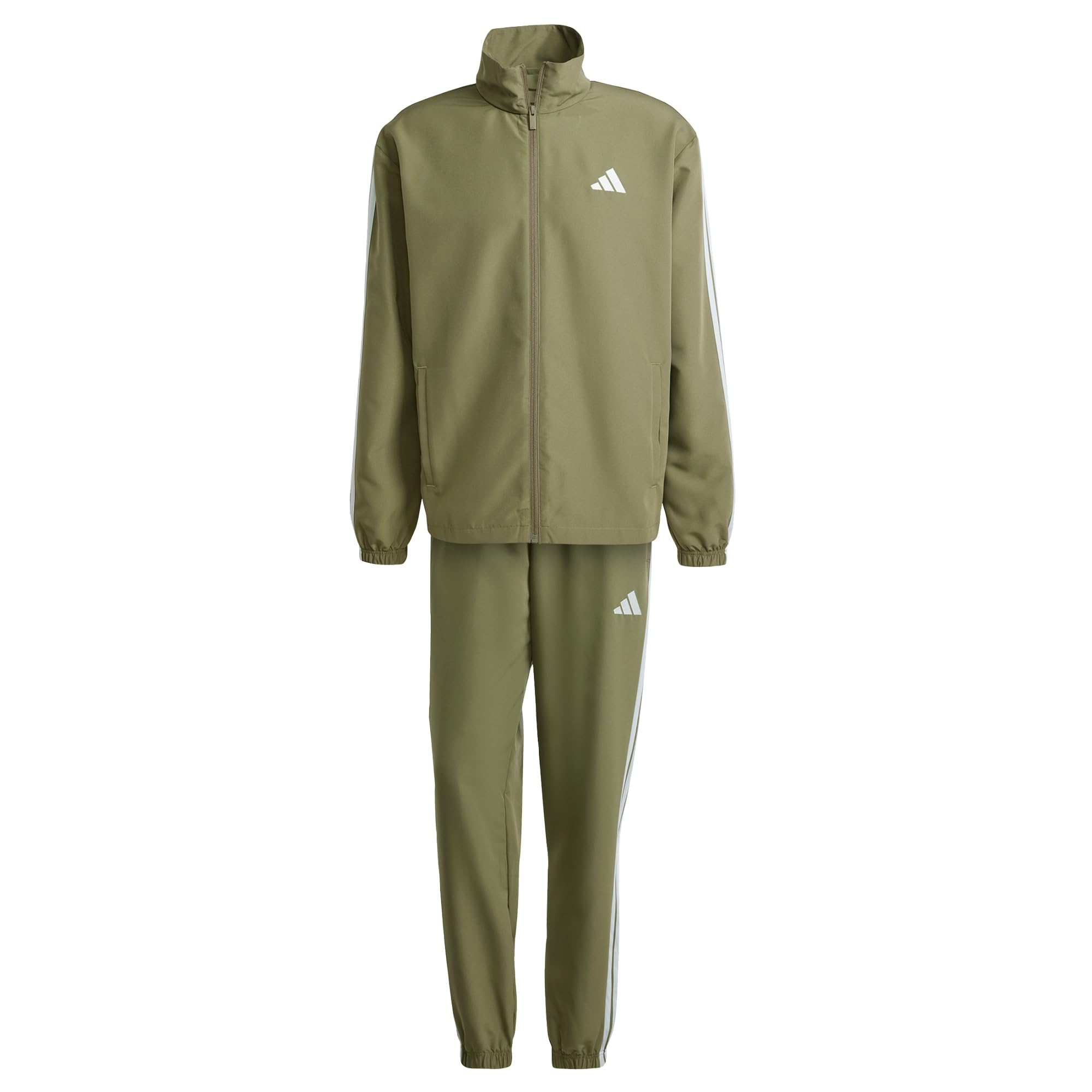 Adidas Men's Olive Strata 3-Stripes Woven Tracksuits