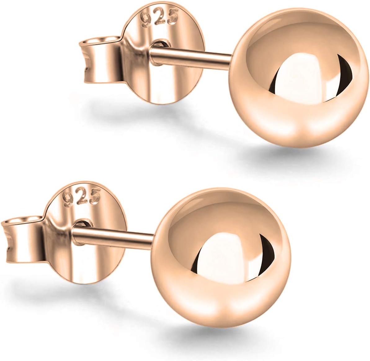 Savlano 925 Sterling Silver 18K Gold Plated Ball Stud Earrings For Women & Men