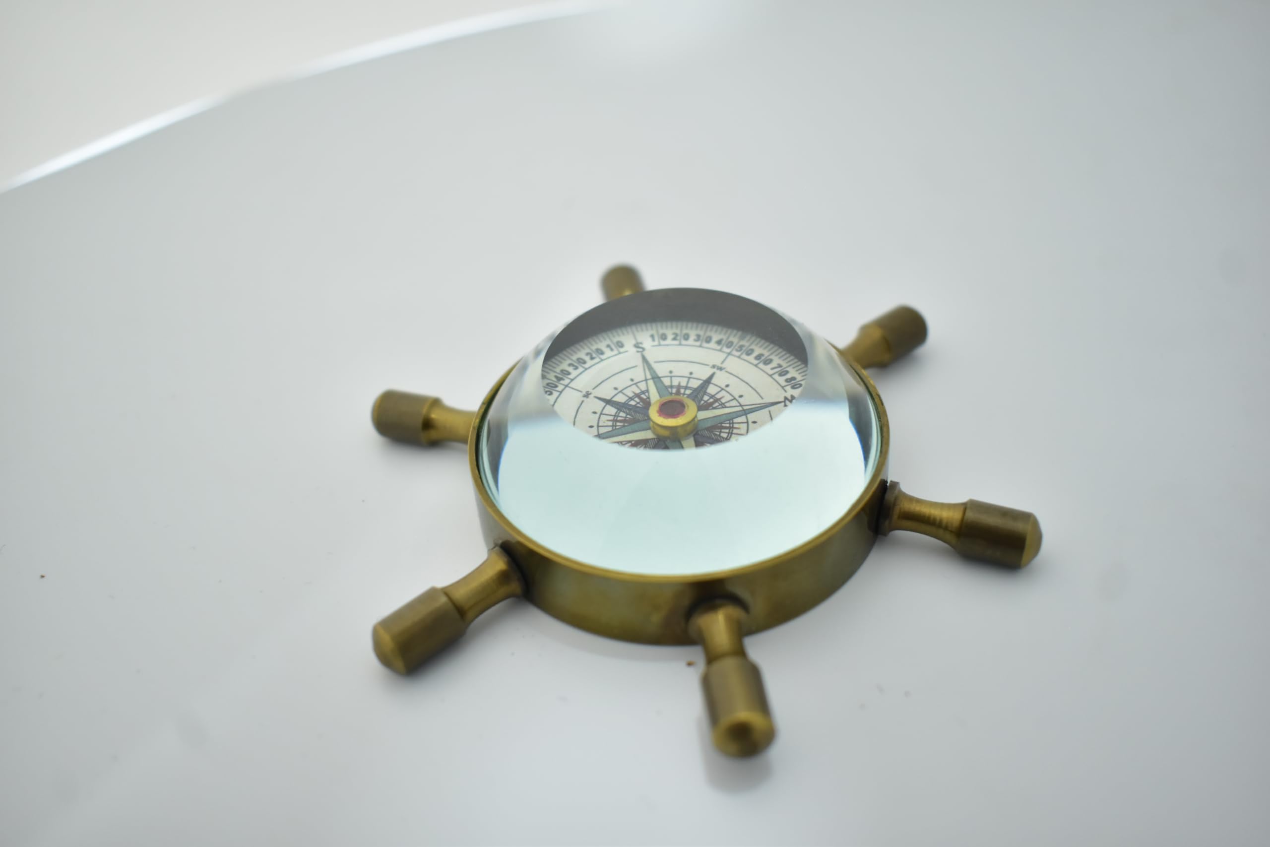 Antique Style Brass Ships Wheel Compass – Nautical Desk Decor, Dollond London Engraved, Maritime Collector's Gift.-image-8