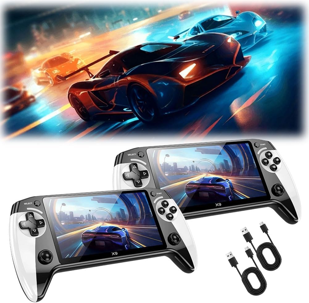 X9 Retro Handheld Game Console, Relive Classic Gaming with HD 5.5-Inch IPS Screen, 20000+ Built-in Games 10+ Emulators, External Gamepad Supports TV Output 5-Hour Battery Life(2PCS)