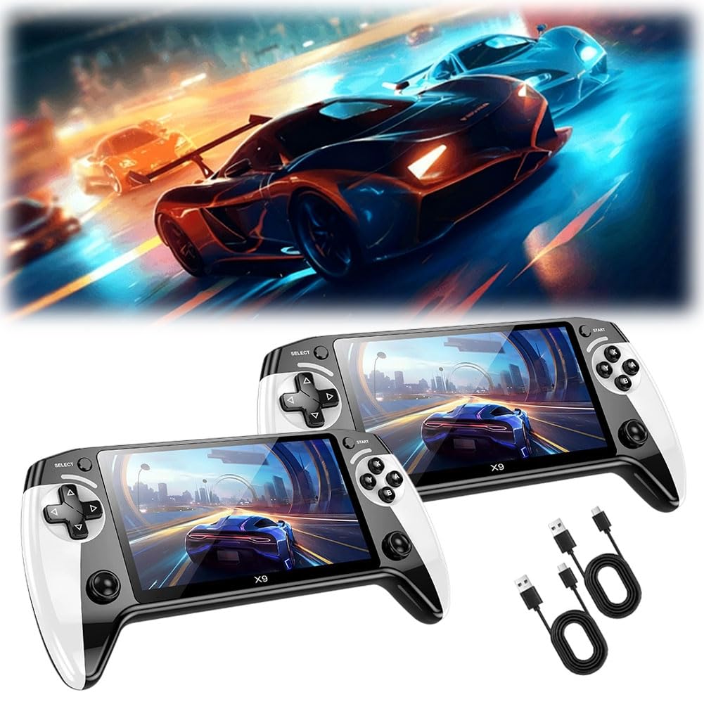 X9 Retro Handheld Game Console, Relive Classic Gaming with HD 5.5-Inch IPS Screen, 20000+ Built-in Games 10+ Emulators, External Gamepad Supports TV Output 5-Hour Battery Life(2PCS)