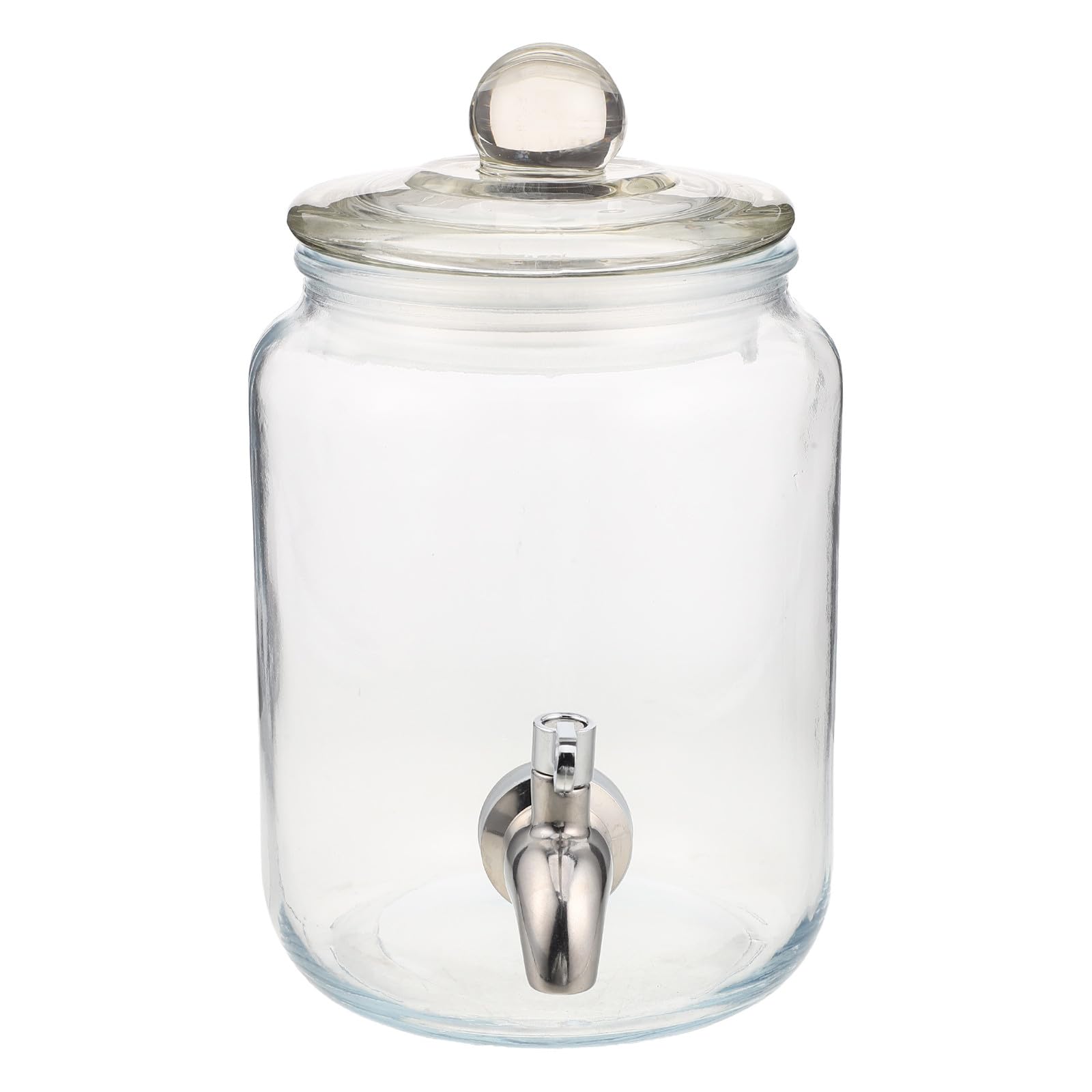 Operitacx Getränkespender aus Glas mit Edelstahlhahn – 1,5 l transparenter Getränkespender für den Kühlschrank – Glasbehälter mit luftdichtem Deckel für Limonade, Eistee, Saft, Partys und