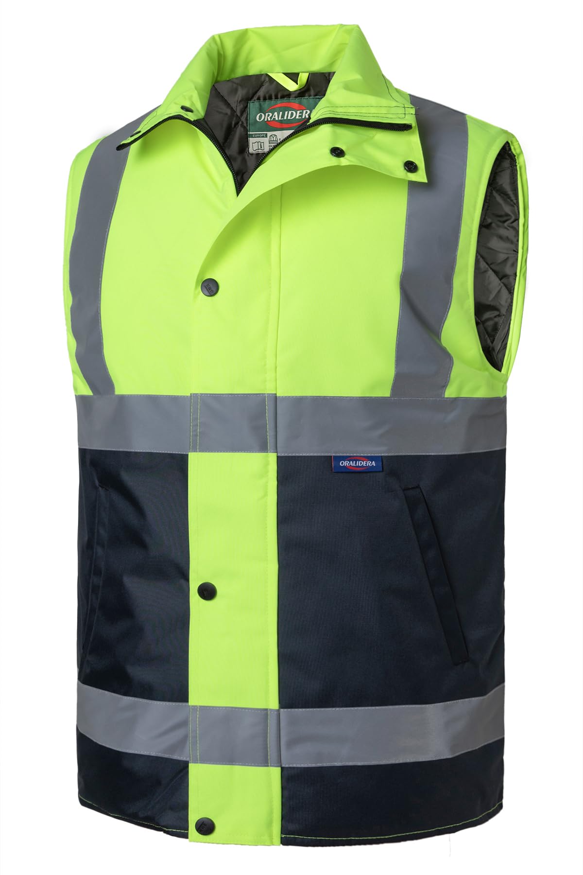 Gilet Haute Visibilité pour Homme Imperméable Gilet Rembourré de Sécurité avec Bandes Réfléchissantes Veste d'hiver Sans Manches