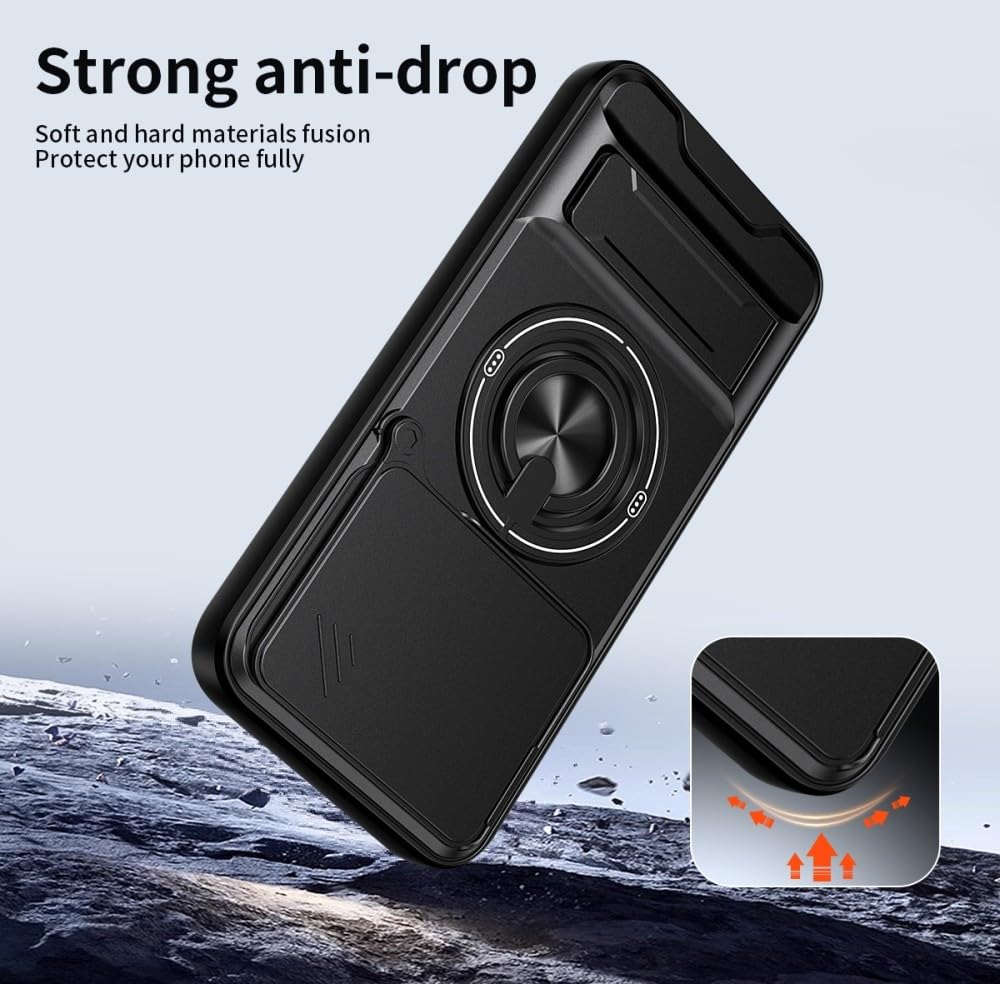Generic Funda compatible con Xiaomi Poco F6 5G (color: azul), parte trasera dura, de silicona dura, a prueba de golpes, cubierta de lente deslizante