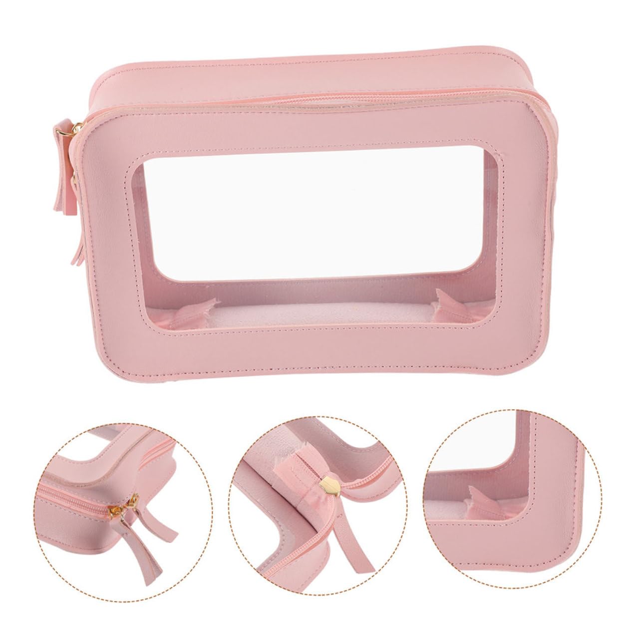 Borsa Trasparente da Viaggio, Makeup Pouch Pvc Rosa, 2 Pezzi | Zippered, per Aeroporto e Controllo Sicurezza, Organizer Cosmetici Buona Capacità di Contenimento
