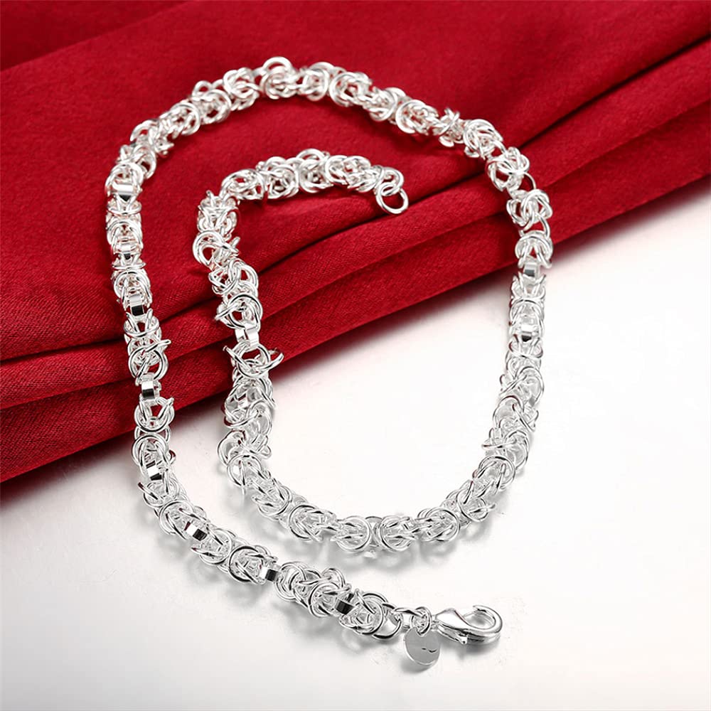 925er-Kette, 7 mm, Box-Halskette für Damen und Herren, Medaillon-Halsreifen