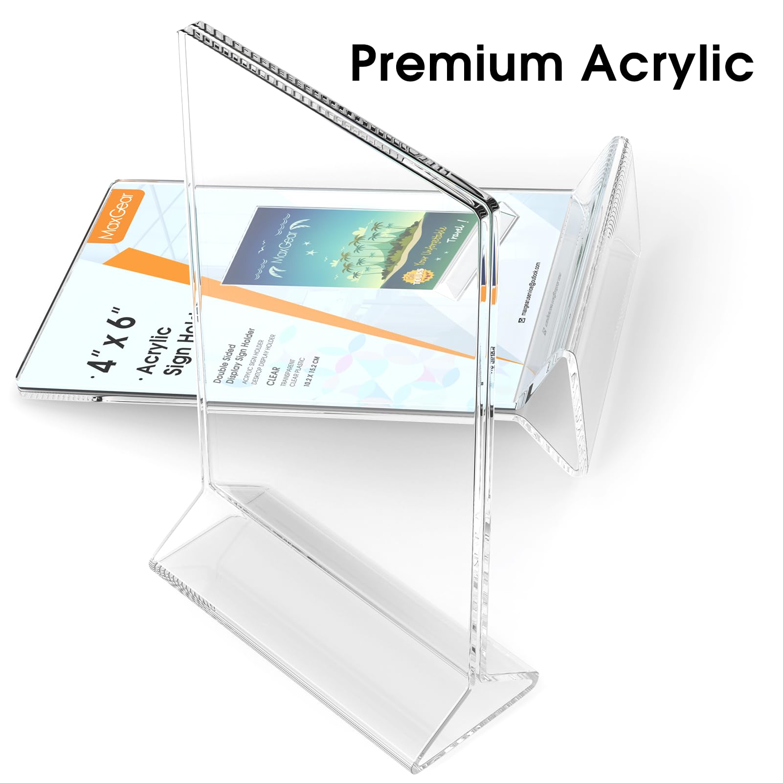 Rikyo 6 Pack Acrylic Sign Holder 4x6 Inch,Horizontal Clean Sign Holders Desktop Display Stand,Paper Holder Numbers Picture Frames For Wedding Table Numbers,Restaurants,Hotels,Stores Ad Art Display