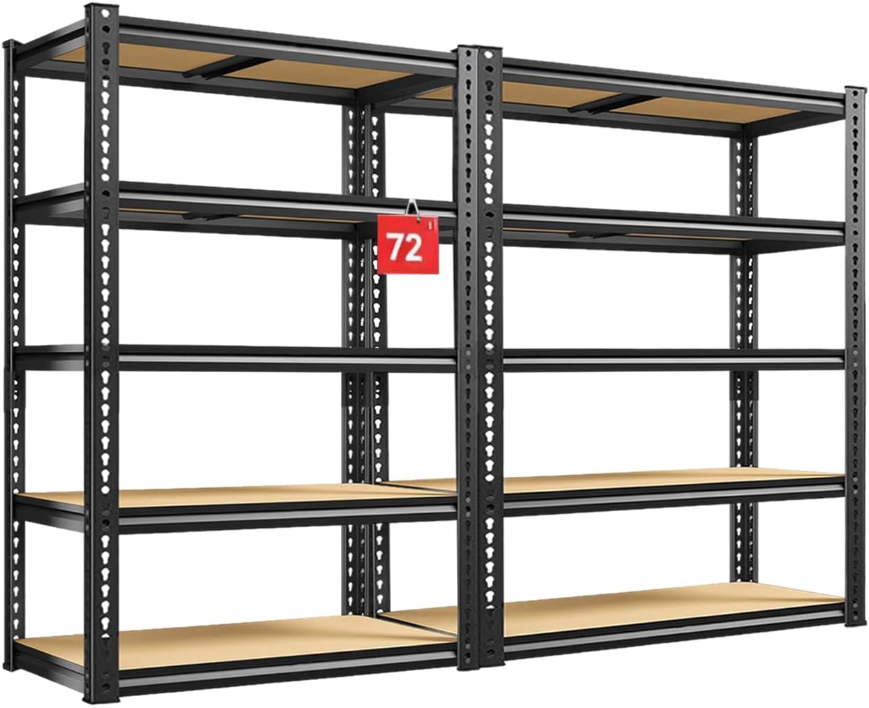 72" H Storage Shelves,Storage Shelves Heavy Duty,2400LBS Metal Shelving Units,Adjustable Garage Shelving Heavy Duty for Garage Storage,Warehouse,16"x35.5"x72",2 Pack