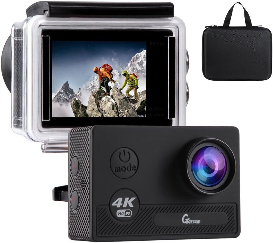 4K Action Camera Underwater Camera Wi-Fi 4K Waterproof up to 30m 2.0'' LCD 170°Ultra Wide-Angle Two 1050mAh Batteries with Portable Case and Kit of Accessories