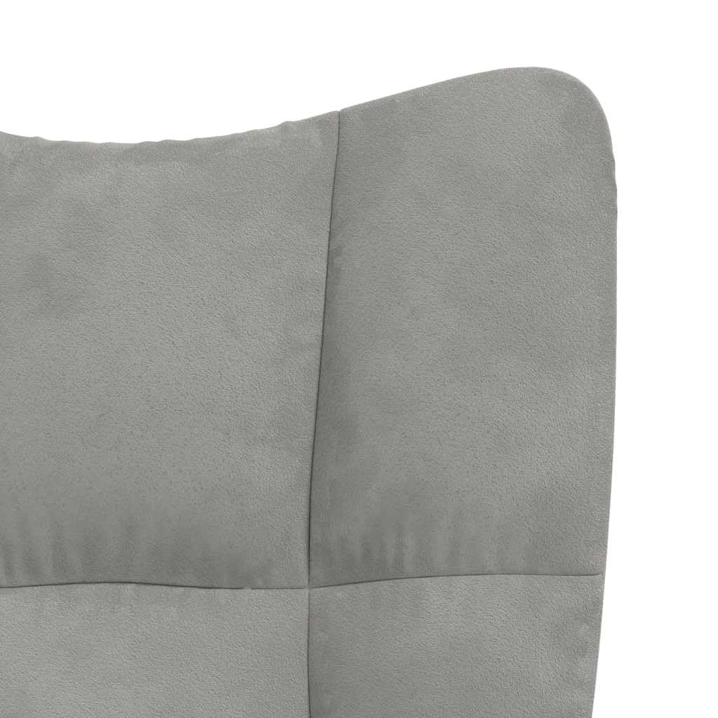 Fotel relaksacyjny, jasnoszary, aksamitny, z obrotowym siedziskiem i kółkami, z regulacją wysokości za pomocą sprężyny gazowej, ergonomiczny fotel do salonu, biura i kącika do czytania
