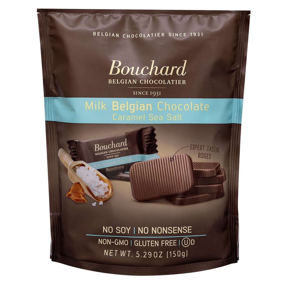 Bouchard Belgian Milk Chocolate with Caramel & Sea Salt (5.29 OZ / 150g)