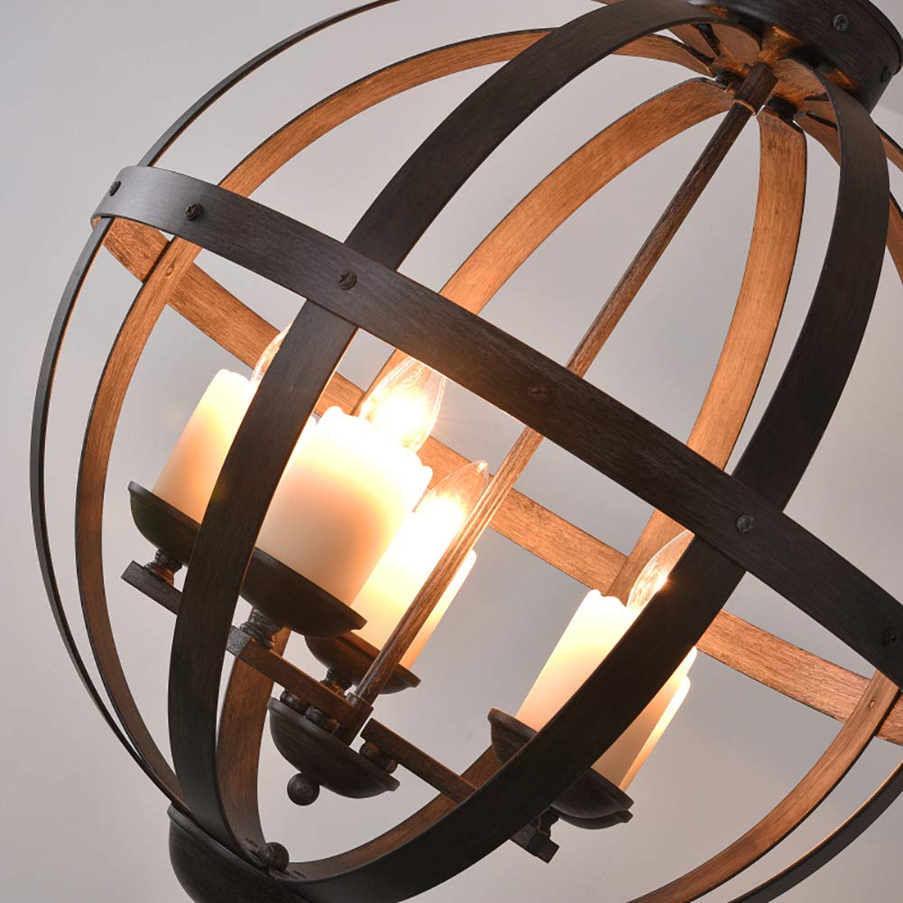 Black Farmhouse żyrandol, światła światła wisiorka kula Globe, Lampa żyrandola sufitowa z metalowym sferycznym cieniem 53x72 cm