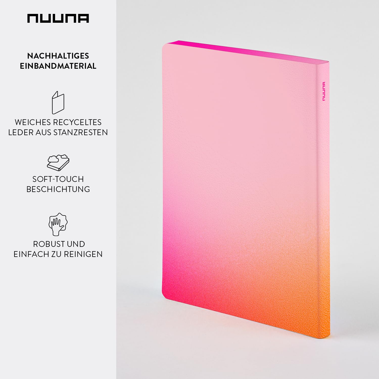 Nuuna Notizbuch A5+ Colour Clash L Light - Burn, Leder rosa