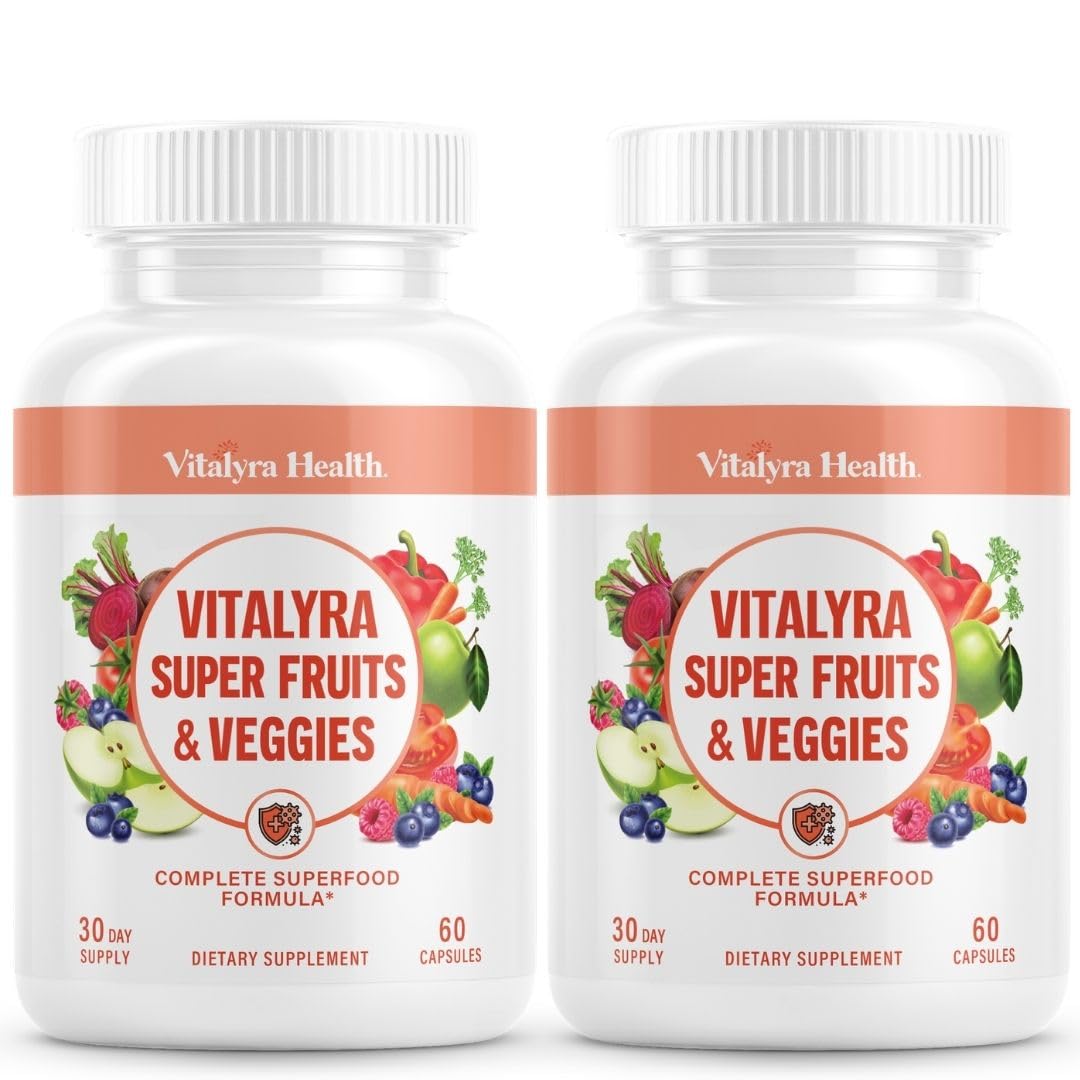 Vitalyra Super Fruits & Veggies - Fruit & Vegetable Supplement Capsules 120 Count (Pack of 2)
