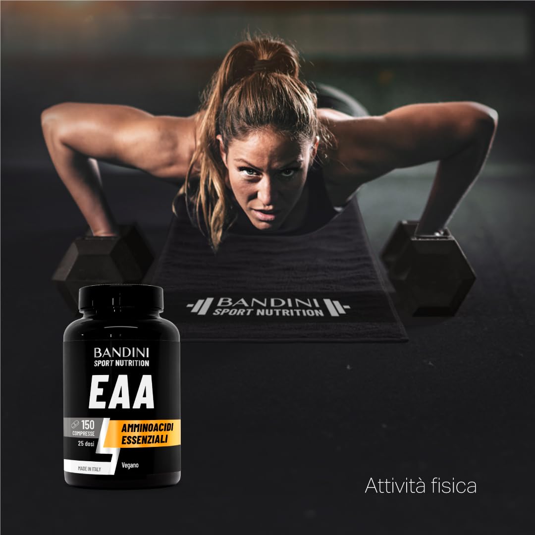 Bandini® EAA Aminoacidi Essenziali 1300mg | 150 Compresse | Complesso 9 Amminoacidi Intra Pre Post Workout - Essential Amino da Fermentazione | Integratore Alimentare sportivo | Vegan, Senza Zuccheri