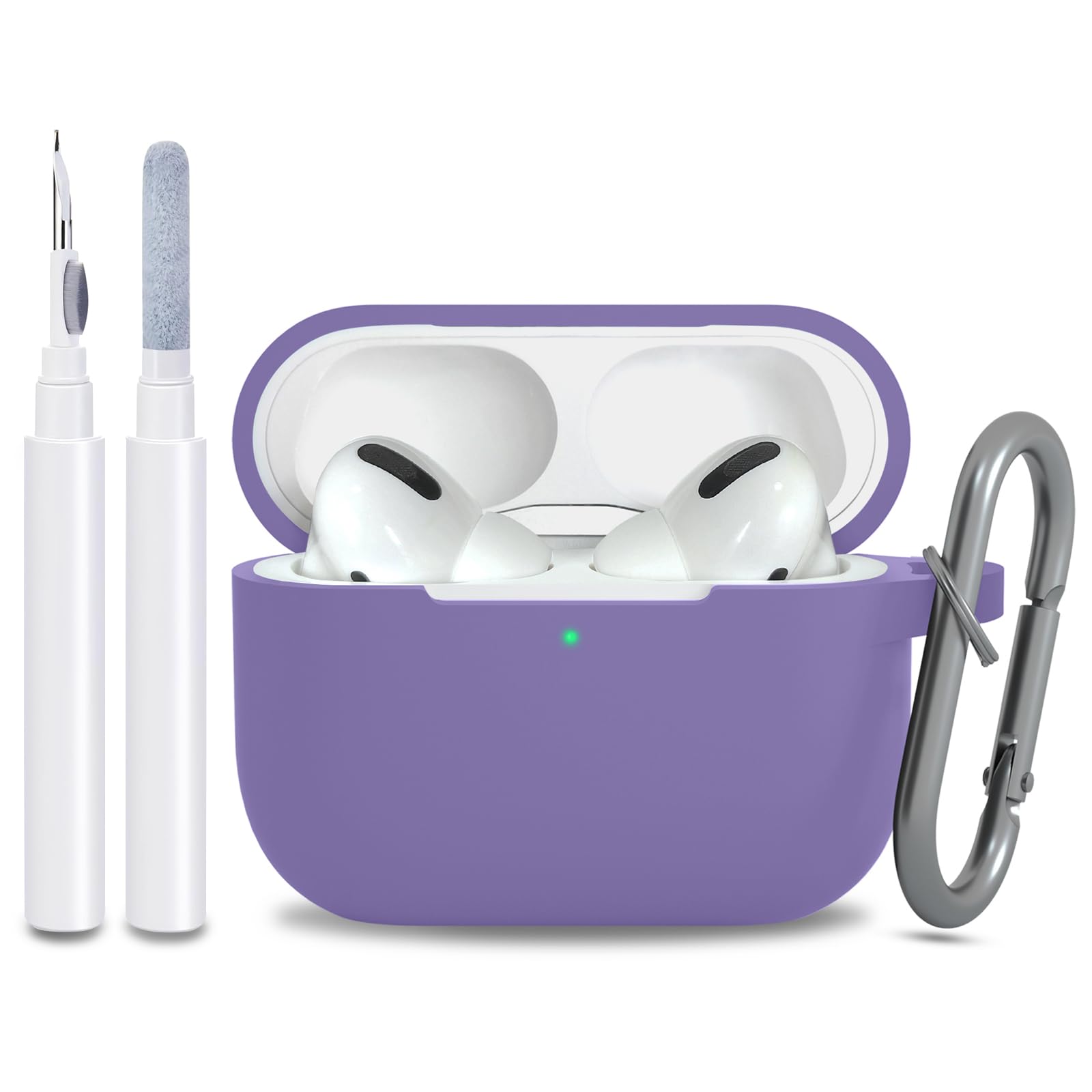 for AirPods Pro 2nd 1st Generation Case Cover with Keychain, Protective Soft Silicone Skin Accessories for Apple AirPods Pro Charging Case 2022/2019, Front LED Visible, Lavender