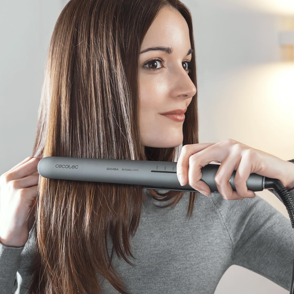 Cecotec Plancha de Pelo con Revestimiento de Queratina y Aceite de Argán RitualCare 880 Hidraprotect de Turmalina. Función Iónica, Temperatura Ajustable 160-220 ºC