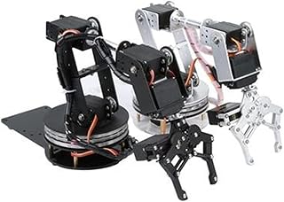 Robot toy 6 DOF Robot Arm with 360 Degree Rotating Base Multi DOF Disc-Type Manipulator Robot Maker Education DIY Toy Kit Smart programmable robot (Color : Black Package 2)