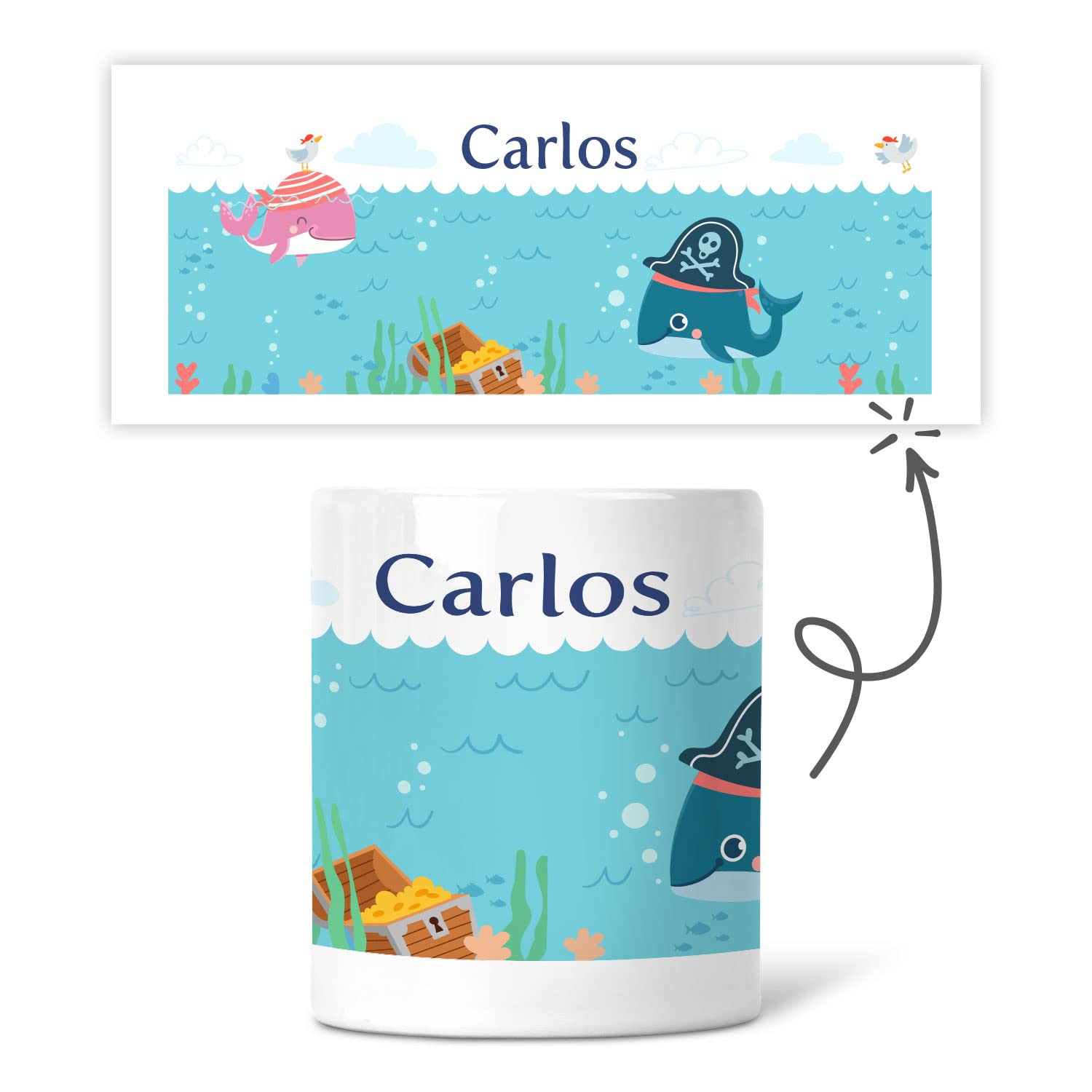 GRAVURZEILE Salvadanaio Personalizzato Per Bambini – Ceramica Blu Con Nome E Data – Regalo Prima Comunione E Cresima
