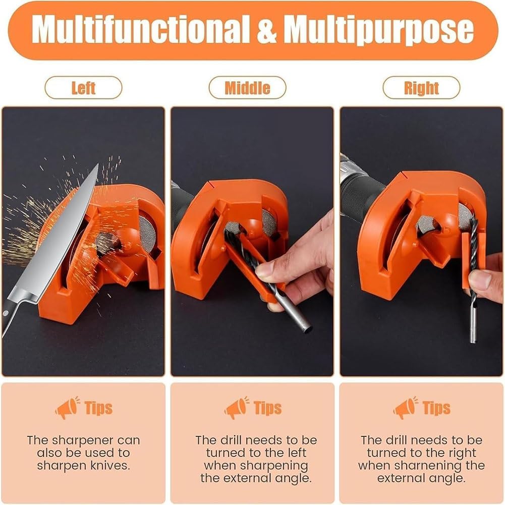 Affilatrice per punte da trapano multiuso, affilatrice per punte da trapano per tutte le punte (5/64''- 5/8''), affilatrice per punte da trapano multiuso, utensile per affilatura per smerigliatrice