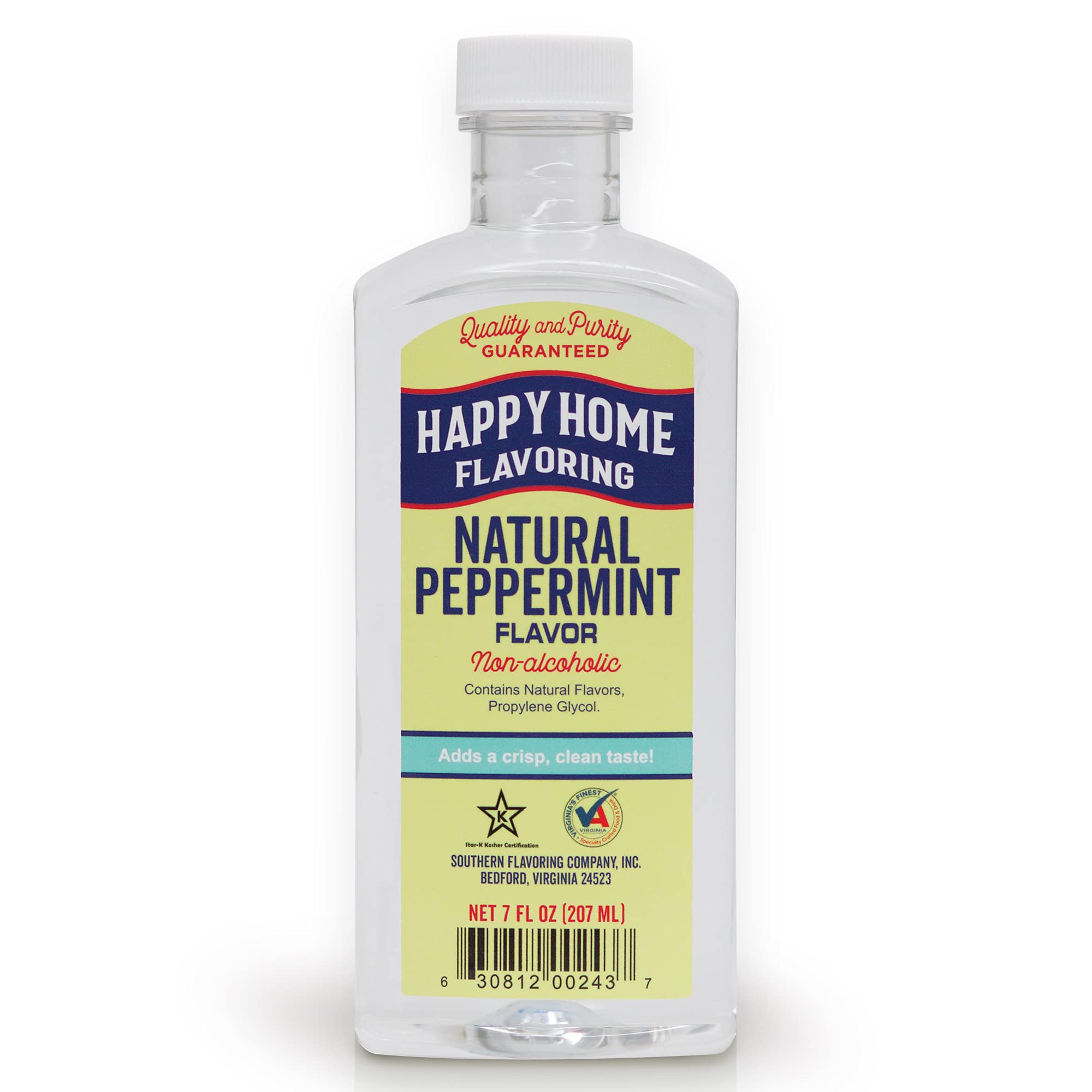 Happy Home Natural Peppermint Flavoring, Non-Alcoholic, Certified Kosher, 7 oz.