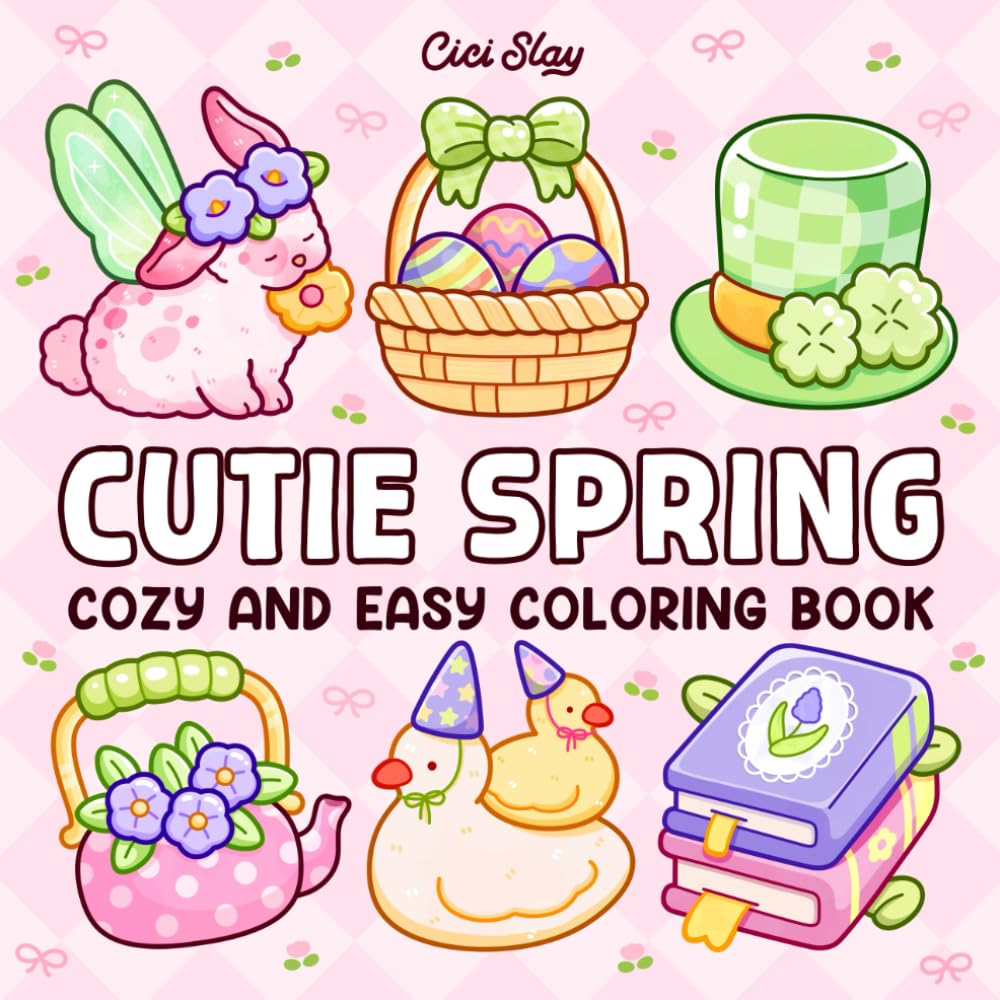 Cutie Spring: Bold and Easy Coloring Book for Adults and Teens, Simple Designs Featuring Animals, Flowers, and Springtime Moments for Stress Relief (Easy & Bold)