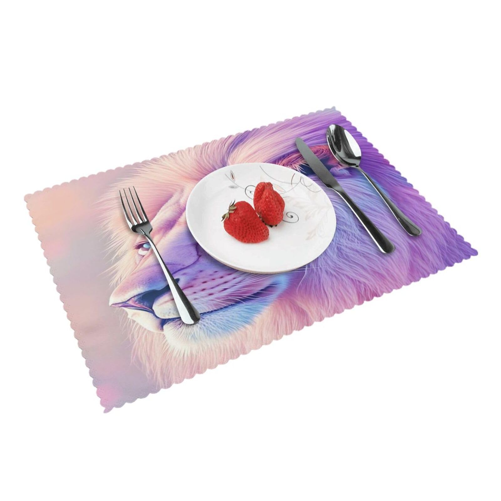 Pastel Lion Portrait Placemats Set of 4 Print Table Mats Place Mats Table Decor for Kitchen Dining 12X18 in