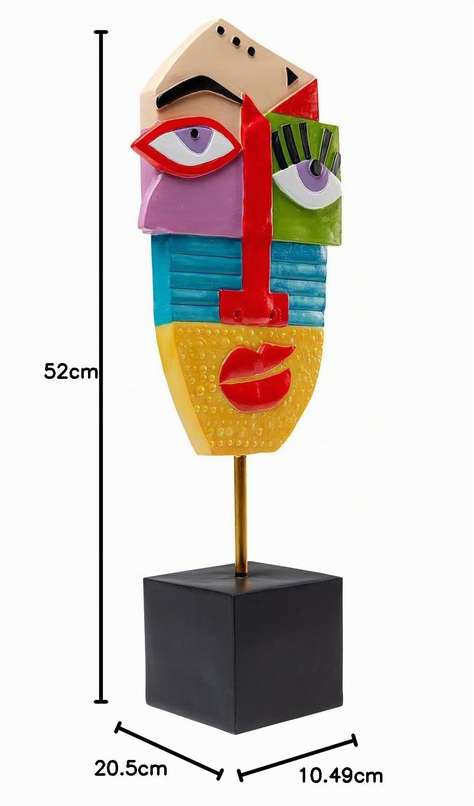 Kare Design Deko Objekt Abstract Face, abstraktes Gesicht, handbemalt, Multicolour, Artikelhöhe 52cm